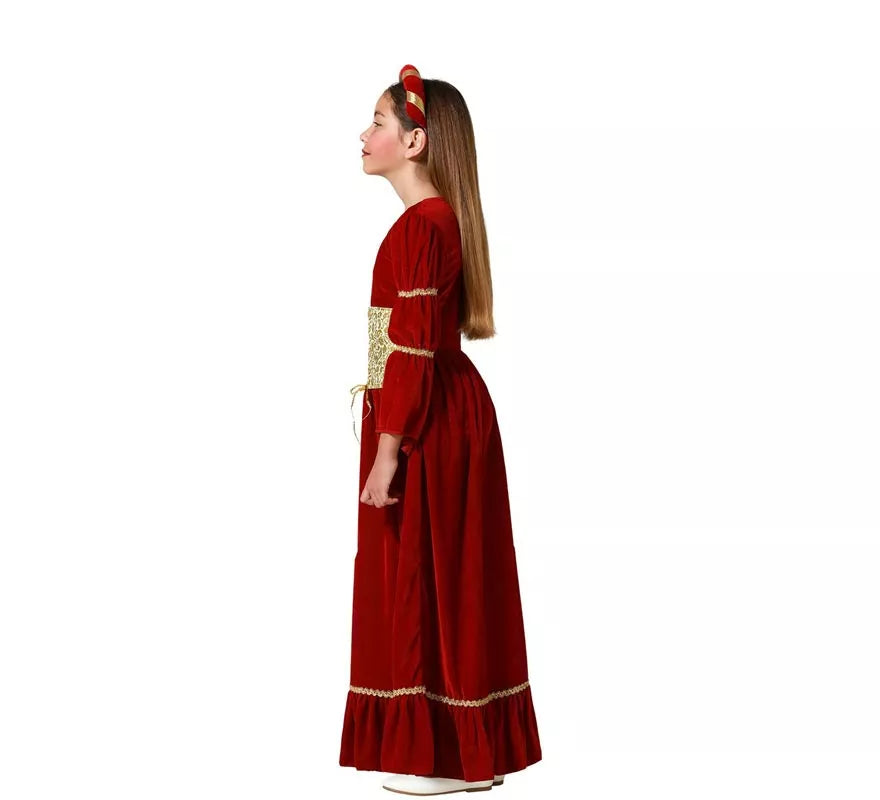 Translation missing: pt-PT.Disfraz de Dama Medieval Renacentista rojo para niña