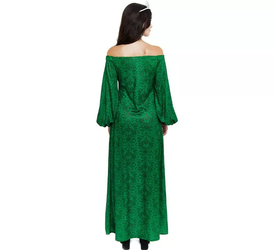 Translation missing: pt-PT.Disfraz de Dama Medieval verde estampado para mujer