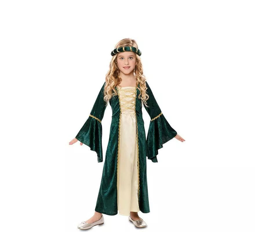 Translation missing: pt-PT.Disfraz de Dama Medieval Verde para niña
