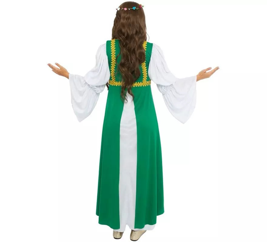 Translation missing: pt-PT.Disfraz de Dama Medieval verde y blanco para mujer