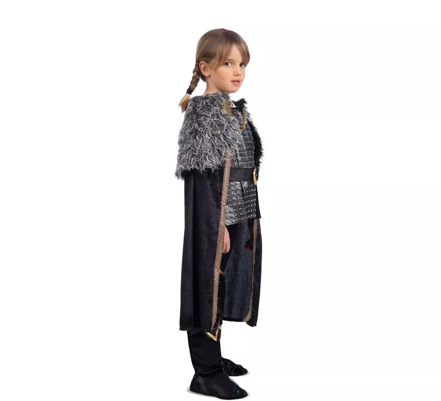 Translation missing: pt-PT.Disfraz de Dama Vikinga plateado con capa para niña