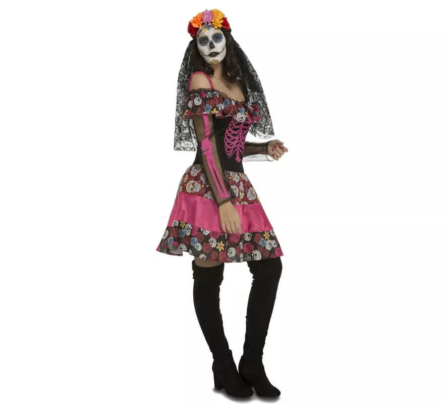Translation missing: pt-PT.Disfraz de Día De Los Muertos rosa para mujer