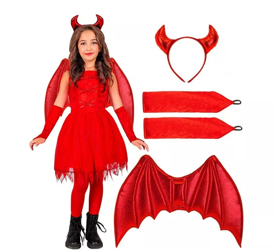 Translation missing: pt-PT.Disfraz de Diabla con Alas y Cuernos para niña