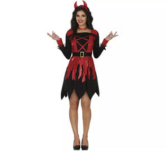 Fato de diabinha vermelha e preta para mulher