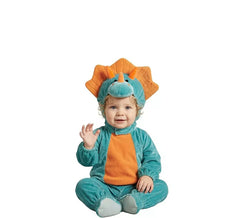 Fato de dinossauro azul bebê e laranja