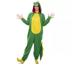 Fato de dinossauro Kugurumi verde e amarelo para adulto
