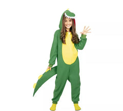 Fato de dinossauro Kugurumi verde e amarelo para criança