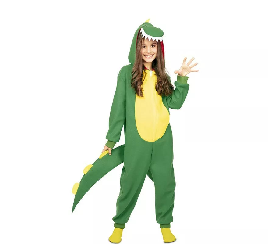 Translation missing: pt-PT.Disfraz de Dinosaurio Kugurumi verde y amarillo para niños