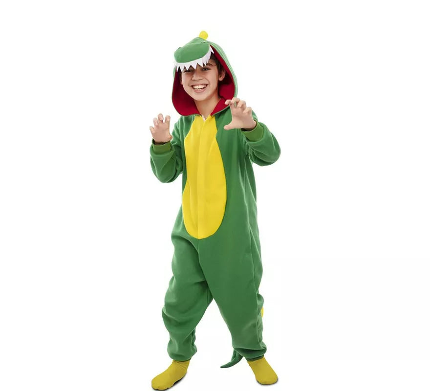 Translation missing: pt-PT.Disfraz de Dinosaurio Kugurumi verde y amarillo para niños