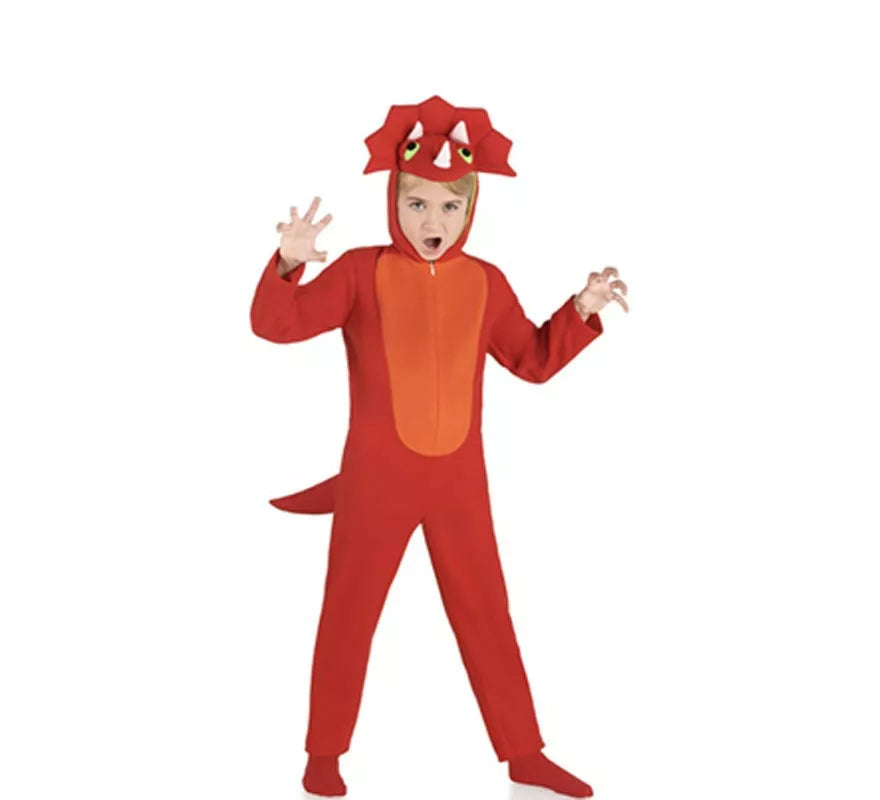 Translation missing: pt-PT.Disfraz de Dinosaurio Triceratops rojo para niños