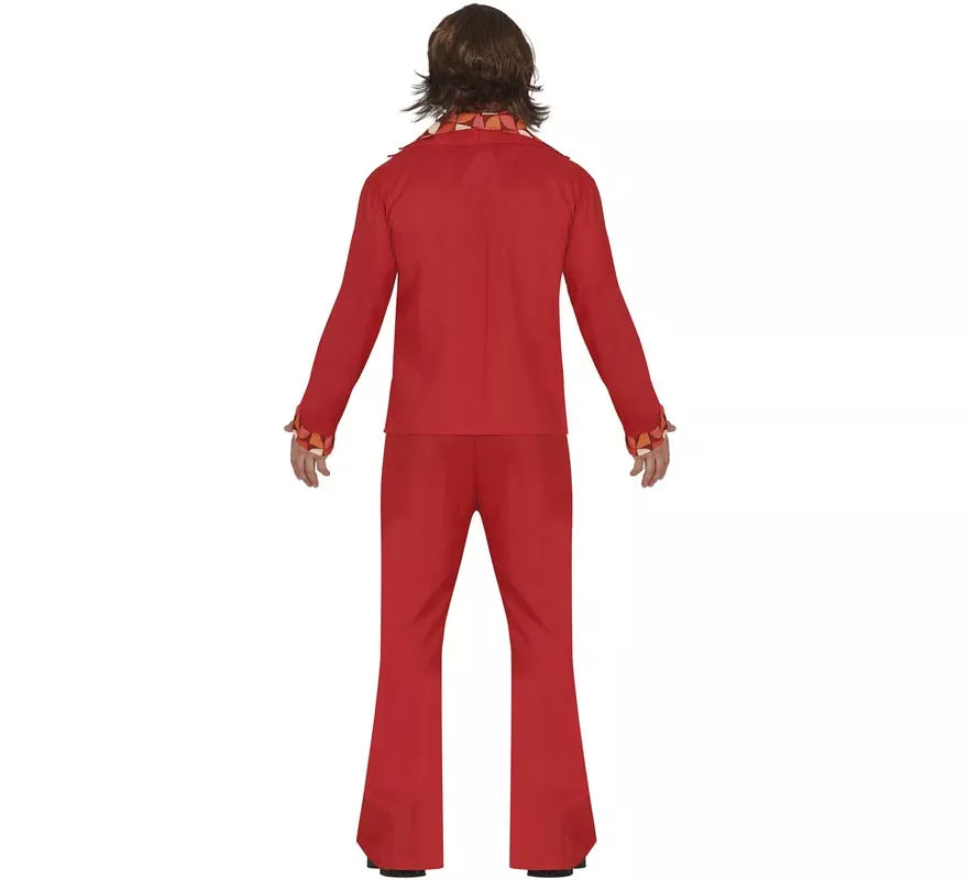 Disfraz de Disco Años 70 rojo para hombre
