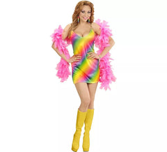 Traje de vestido de discoteca arco-íris para mulheres
