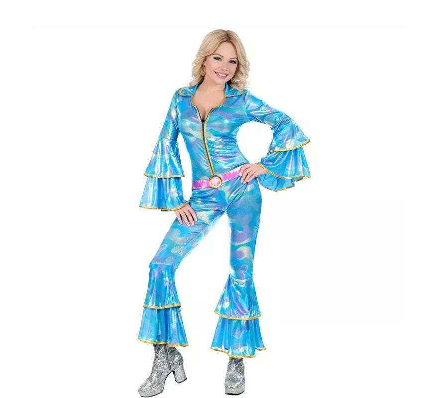 Translation missing: pt-PT.Disfraz de Disco de los años 70 azul para mujer