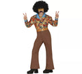 Disfraz de Disco marrón floral para hombre