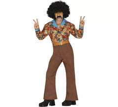 Traje discoteca floral marrom masculino