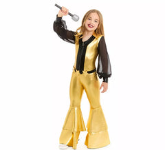Fato de discoteca dourado para menina