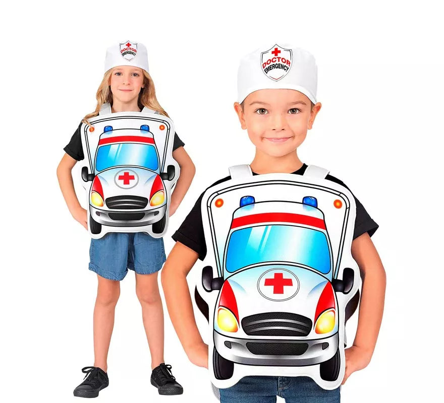 Translation missing: pt-PT.Disfraz de Doctor blanco en Ambulancia con gorro para niños