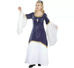 Fato de Doña Petronila azul e branco para mulher