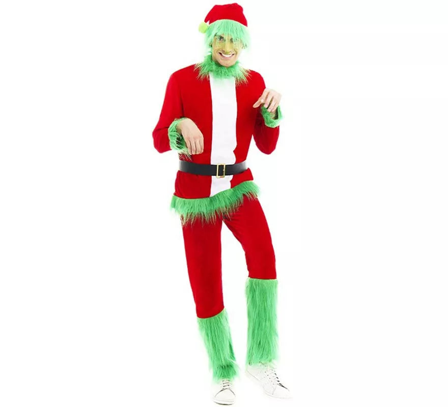 Translation missing: pt-PT.Disfraz de Duende Gruñón de Navidad verde para hombre