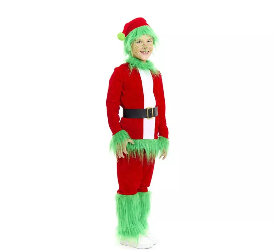 Translation missing: pt-PT.Disfraz de Duende Gruñón de Navidad verde para niño