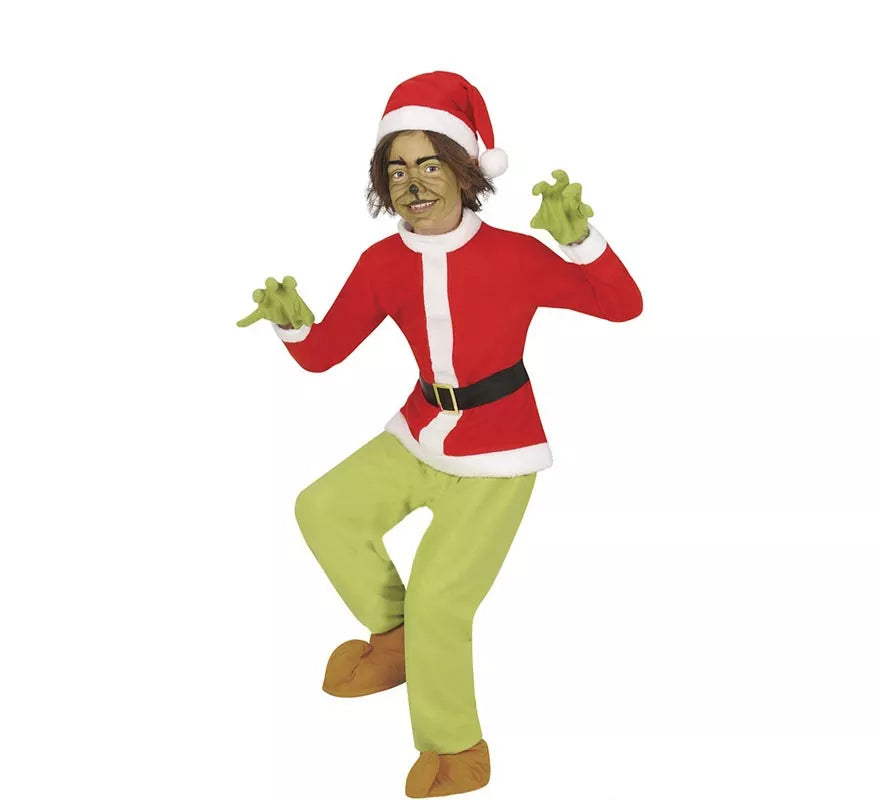 Translation missing: pt-PT.Disfraz de Duende Gruñón Navideño verde para niño