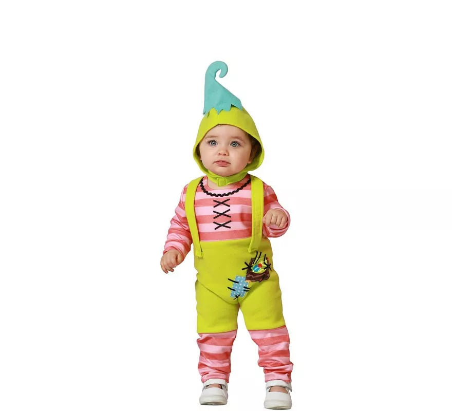 Translation missing: pt-PT.Disfraz de Duende rosa y amarillo con gorro para bebé