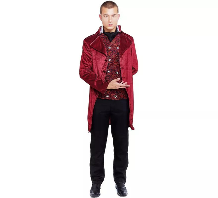 Disfraz de Duque Inglés elegante vinotinto para hombre