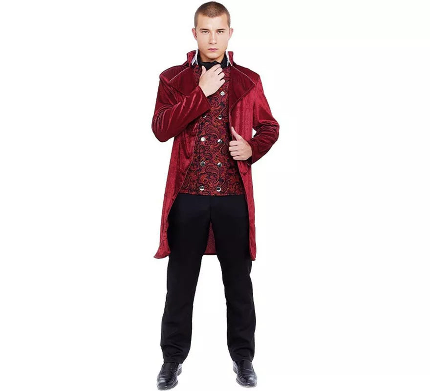 Translation missing: pt-PT.Disfraz de Duque Inglés elegante vinotinto para hombre