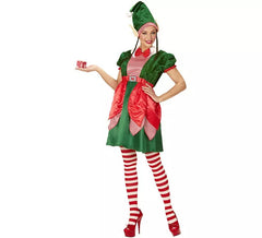 Fato feminina de ajudante de elfo do Papai Noel