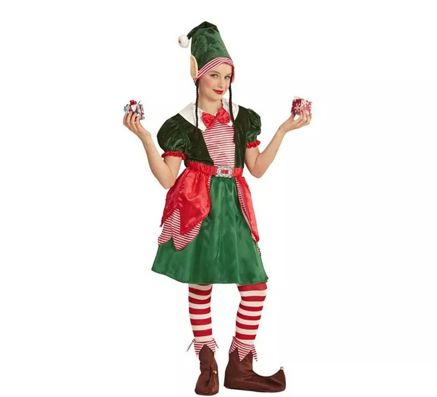 Disfraz de Elfa Ayudante de Papá Noel para niña