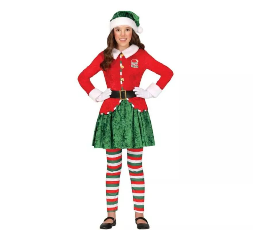 Translation missing: pt-PT.Disfraz de Elfa Ayudante de Santa con gorro para niña