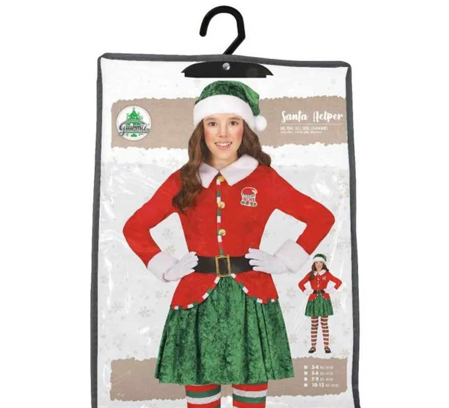 Translation missing: pt-PT.Disfraz de Elfa Ayudante de Santa con gorro para niña