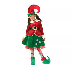 Fato de Elfo Ajudante do Papai Noel Deluxe com chapéu para menina
