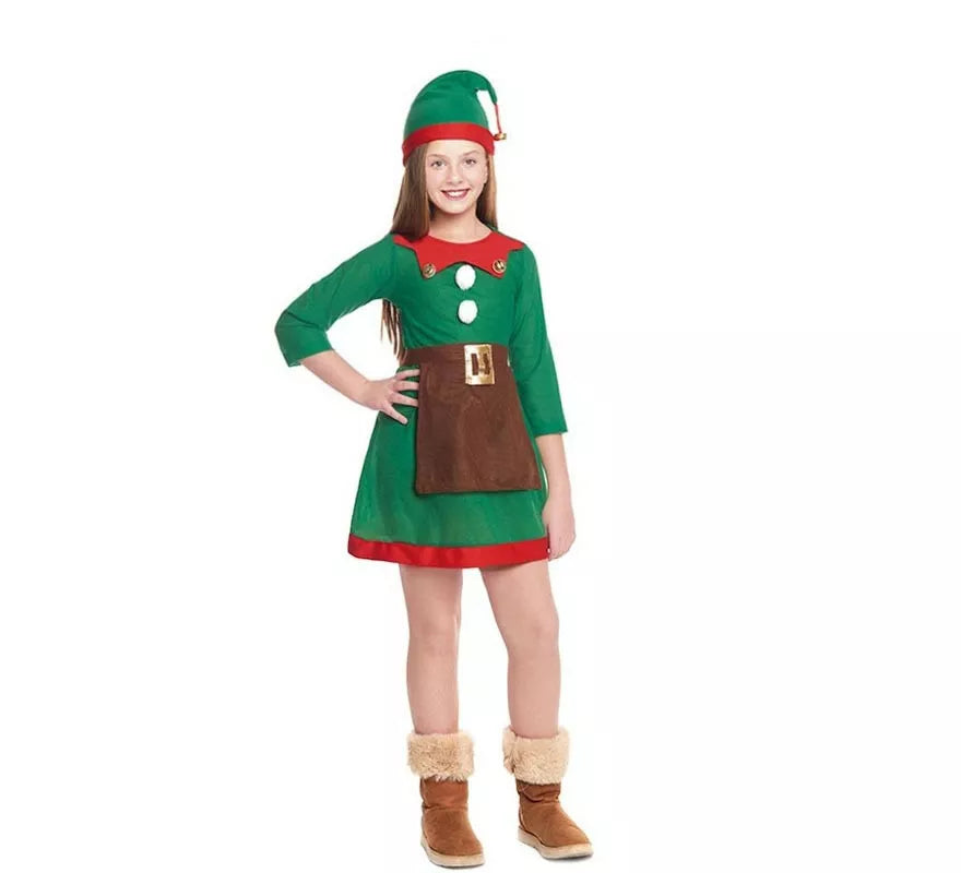 Translation missing: pt-PT.Disfraz de Elfa de Navidad Ayudante de Papá Noel para niña