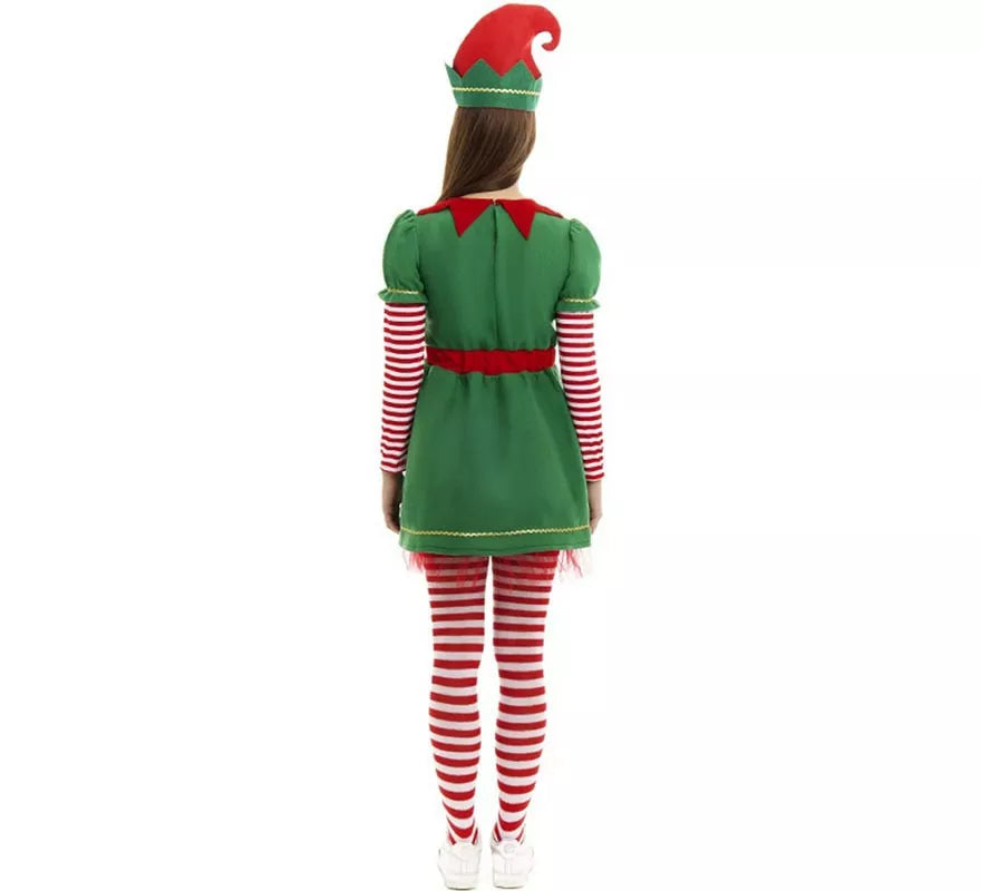 Translation missing: pt-PT.Disfraz de Elfa Polar en vestido verde y rojo para mujer