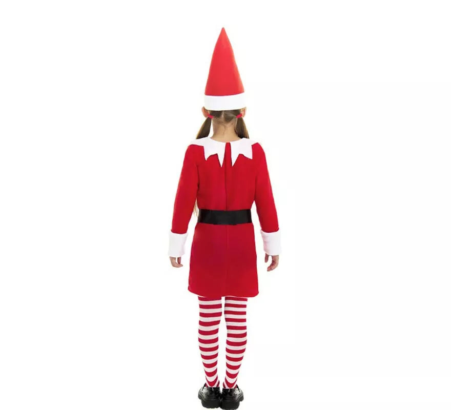 Translation missing: pt-PT.Disfraz de Elfa Polar roja en vestido con gorro para niña