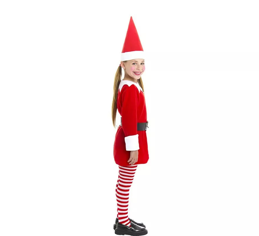Translation missing: pt-PT.Disfraz de Elfa Polar roja en vestido con gorro para niña