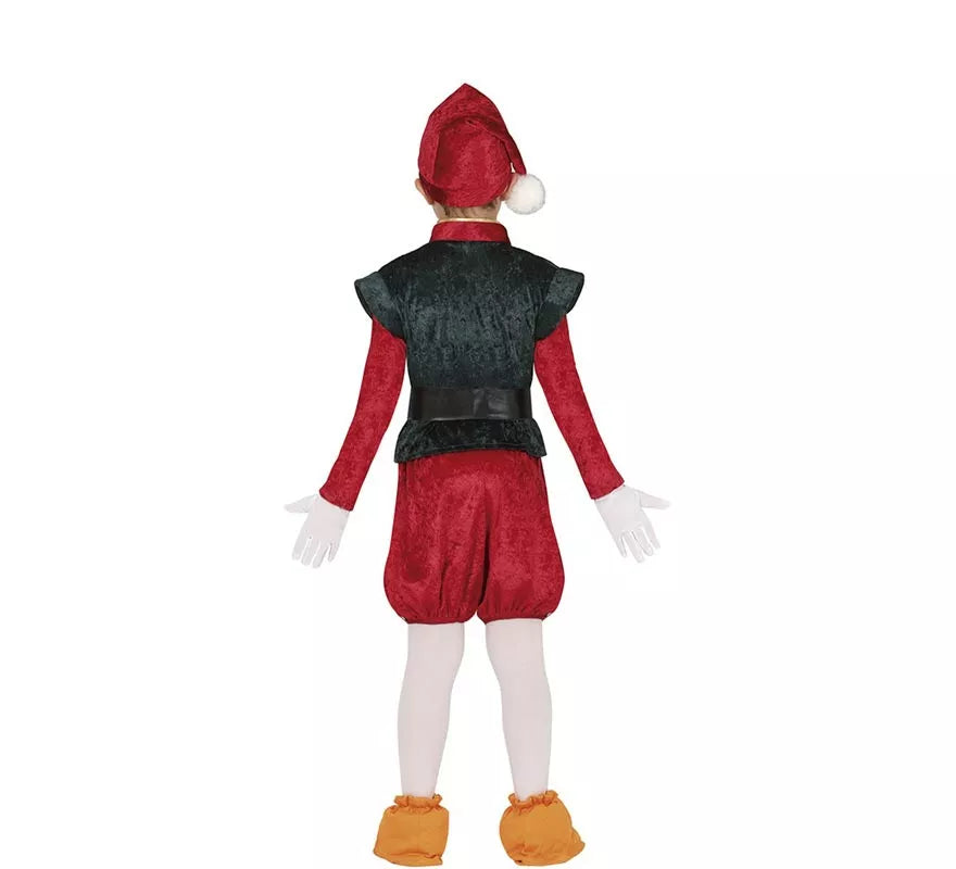 Translation missing: pt-PT.Disfraz de Elfo Paje verde y rojo con gorro para niños