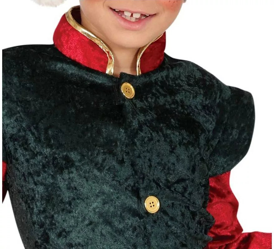 Translation missing: pt-PT.Disfraz de Elfo Paje verde y rojo con gorro para niños