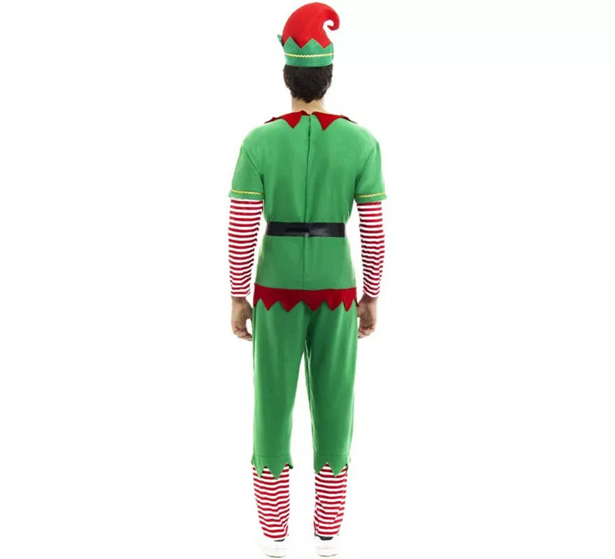 Translation missing: pt-PT.Disfraz de Elfo Polar verde y rojo con cinturón para hombre
