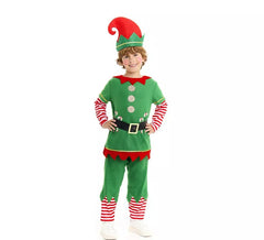 Fato de Elfo Polar verde e vermelho com cinto para criança