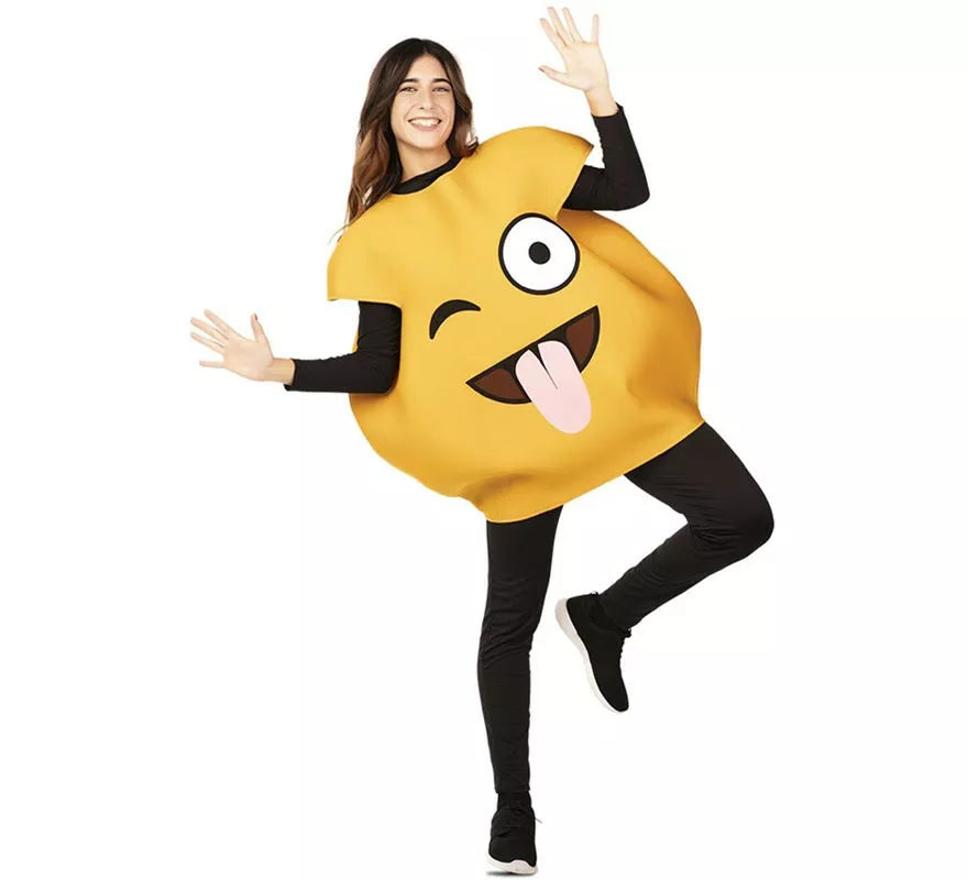 Disfraz de Emoticono Guiño con lengua para adultos