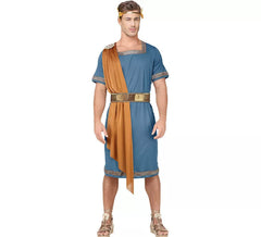 Fato de imperador romano azul para homem