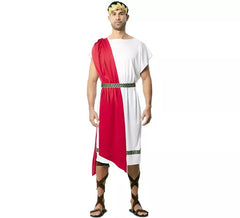 Fato de imperador romano com xale vermelho para homem