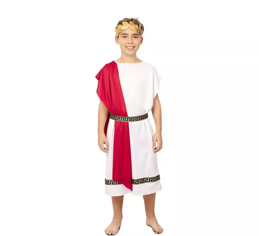 Translation missing: pt-PT.Disfraz de Emperador Romano con chal rojo para niño