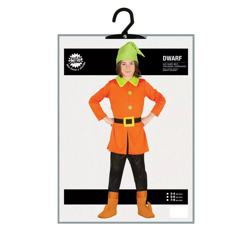 Translation missing: pt-PT.Disfraz de Enanito de Cuento naranja y verde para niños