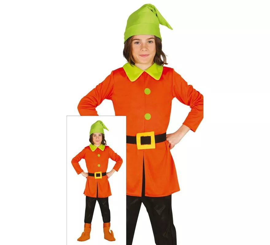 Translation missing: pt-PT.Disfraz de Enanito de Cuento naranja y verde para niños