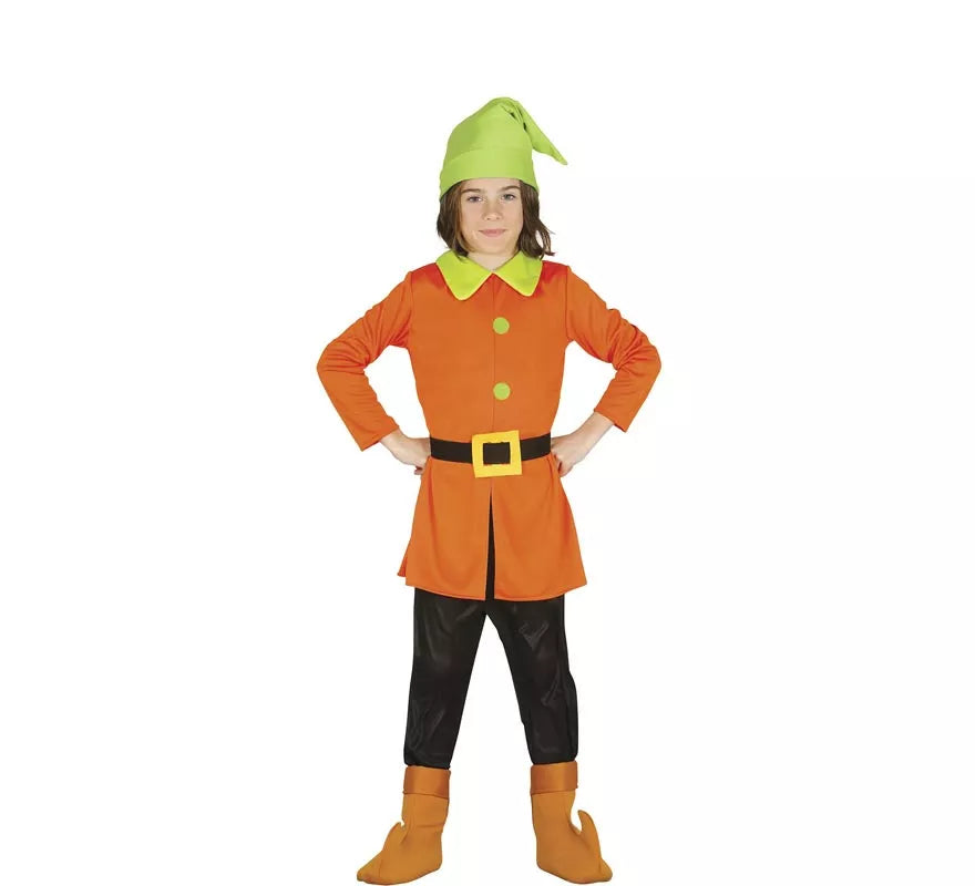 Translation missing: pt-PT.Disfraz de Enanito de Cuento naranja y verde para niños