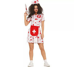 Fato de enfermeira zumbi branca para mulher