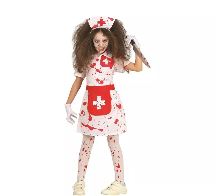 Translation missing: pt-PT.Disfraz de Enfermera Zombie blanco para niña